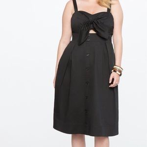 Sleeveless Bow Tie Front Peephole Dress